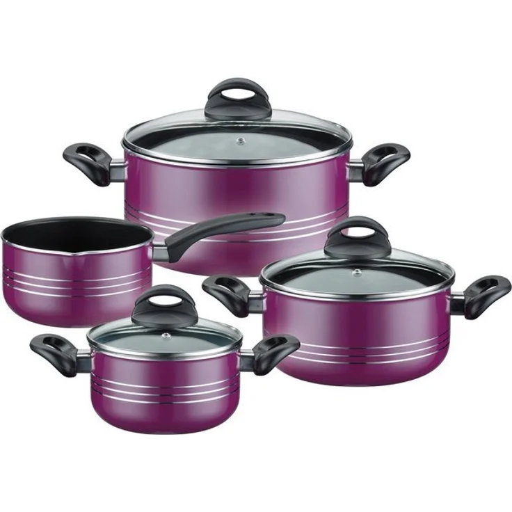 GSW Topf-Set Milano color, Aluminium, Leichtmetall-Legierung (Set, 7-tlg, je 1 Kochtopf Ø 16/20/24 cm, 1x Stielkasserolle Ø 16 cm), extra starker FerroTherm®Boden, Induktion – Bild 2