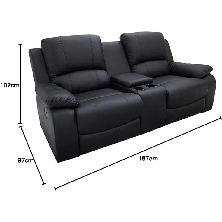 riess-ambiente TV-Sessel HOLLYWOOD 190cm schwarz - Kinosessel, Fernsehsessel, verstellbar (Einzelartikel, 1-St), Wohnzimmer · Cupholder · Kunstleder · modern · inkl. Liegefunktion – Bild 3
