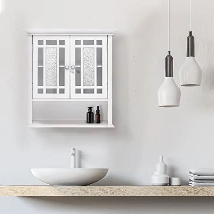 Teamson Home Badezimmer Windsor Holzwandschrank 2 Türen Weiß ELG-527 – Bild 8