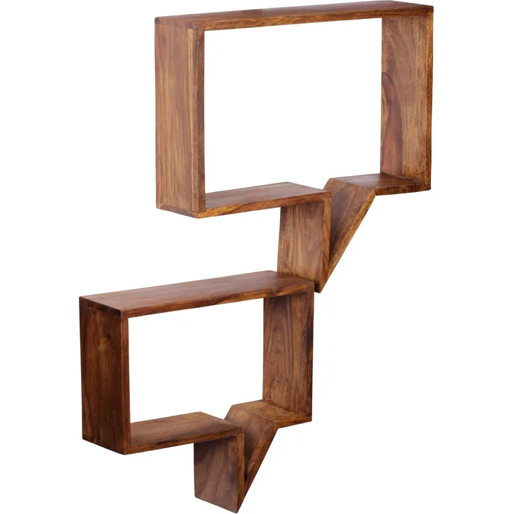 Wohnling 2er Set Wandregale,Hängeregale, Massivholz Sheesham