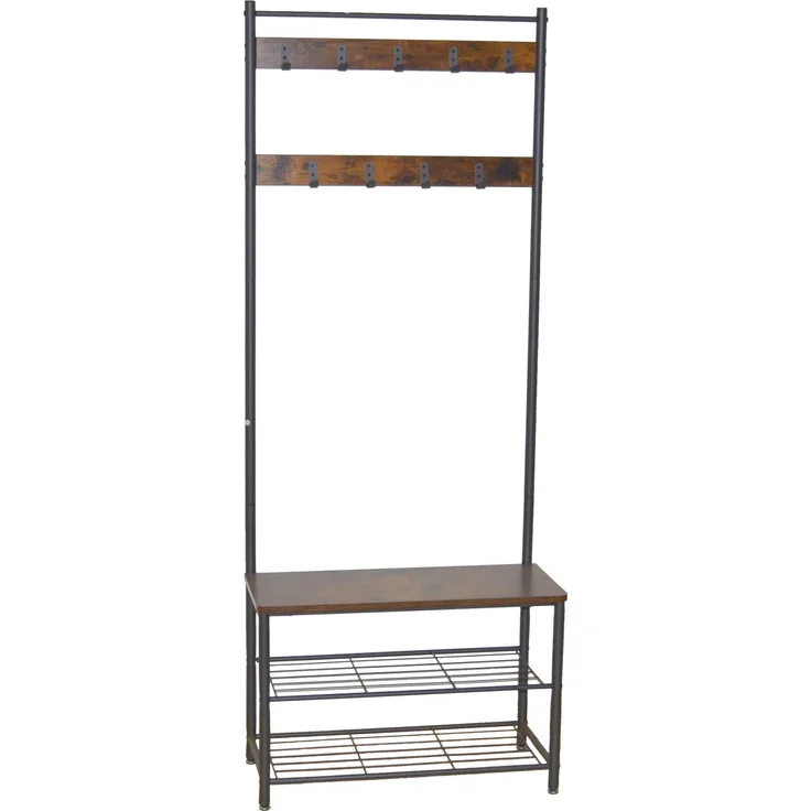 Rustikale Standgarderobe "Jack" mit Sitzbank, Industrie-Look