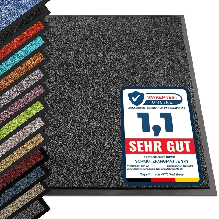 etm® Schmutzfangmatte - Note 1,6: Sieger Preis-Leistung - Fußmatte in vielen Größen - Türmatte Fußabstreifer für Haustür innen und außen (Anthrazit-Schwarz, 40x60 cm)