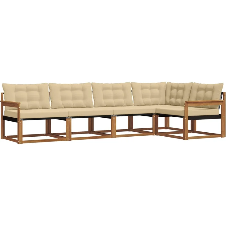 vidaXL Outdoor-Sofagarnitur 5 stk. 5-Sitzer Natur und Beige 3369452 – Bild 2