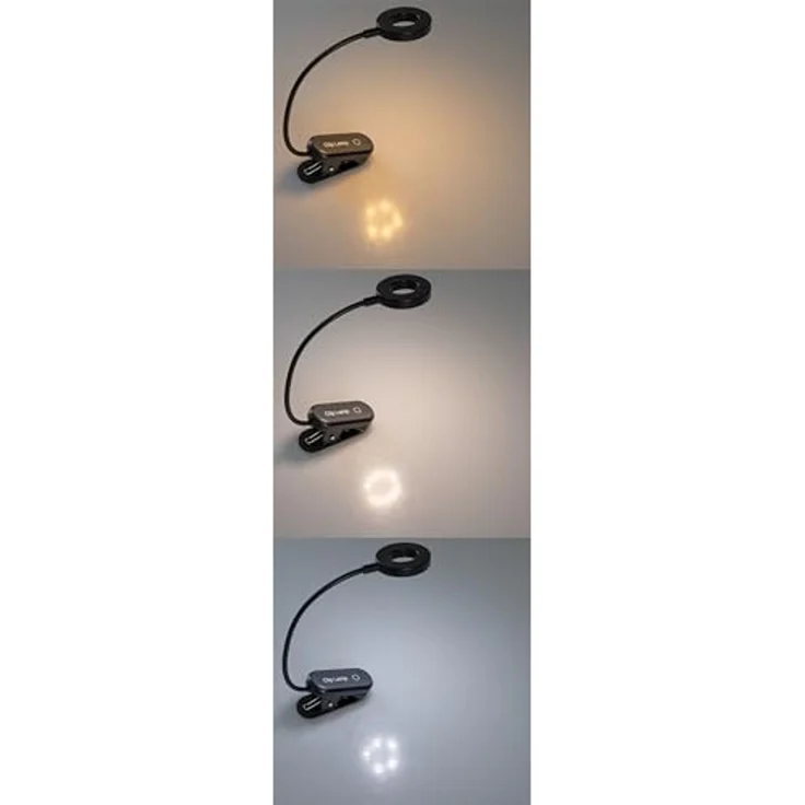 LED Akku-Leseleuchte / Klemmleuchte 18cm Schwanenhals, dimmbar, 25lm – Bild 3