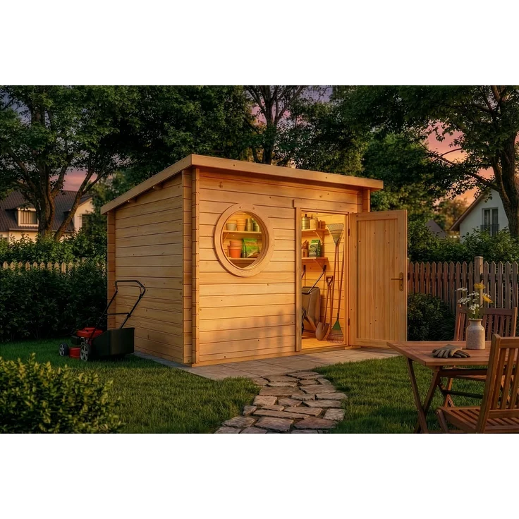 Alpholz Gartenhaus Maria-Rondo 44 A Gartenhaus aus Holz in Pinie Holzhaus mit 44 mm Wandstärke Blockbohlenhaus mit Montagematerial – Bild 3