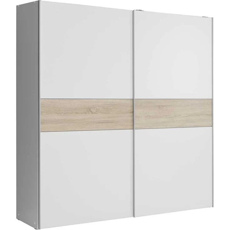 FORTE 'Nigel / Longline' Schwebetürenschrank, Holzwerkstoff Weiß/Holzfarben, 170 x 191 x 61 cm – Bild 1