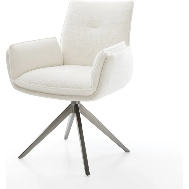 Drehstuhl Nela-Flex Bouclé Soft Beige Kreuzgestell breit Graphit 360° drehbar Wippfunktion