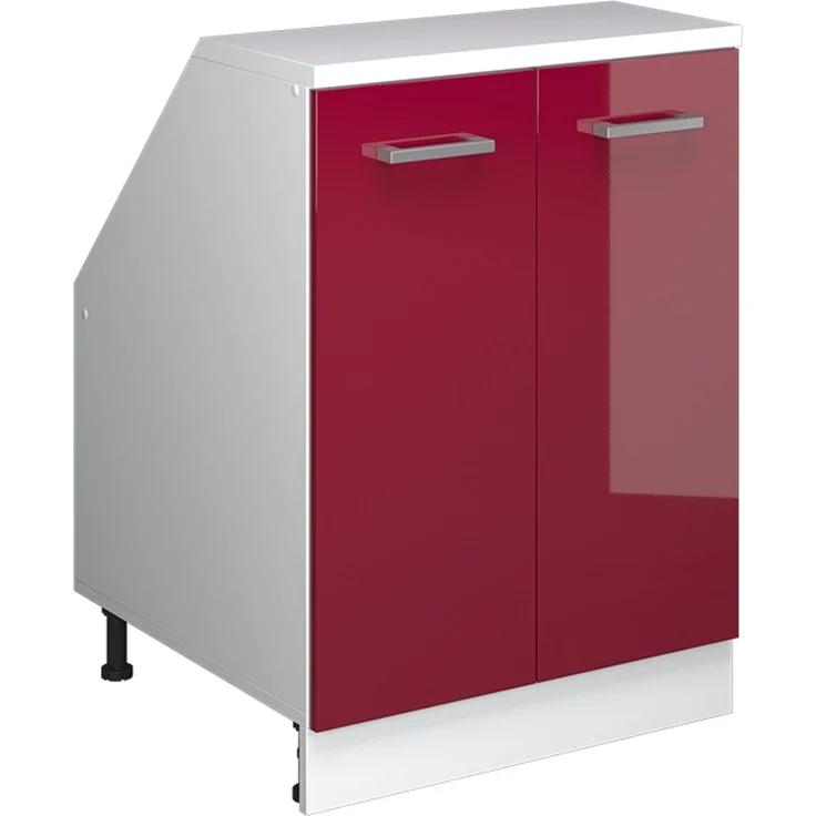 Küchenschrank für Dachschrägen R-Line Rot Hochglanz 60 cm mit 2 Türen, Schrankkorpus 60 cm Tiefe Vicco – Bild 1