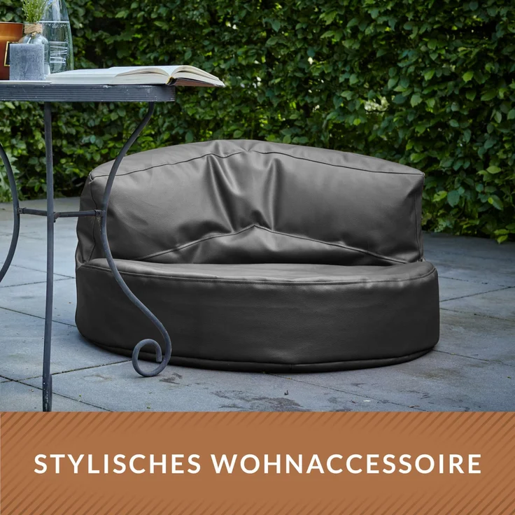 Green Bean Sitzsack Sofa aus Kunstleder mit EPS Perlen Füllung - Lounge im Sitzsack-Design 90 x 50 cm mit ergonomischer Rückenlehne - Dunkelblau – Bild 8