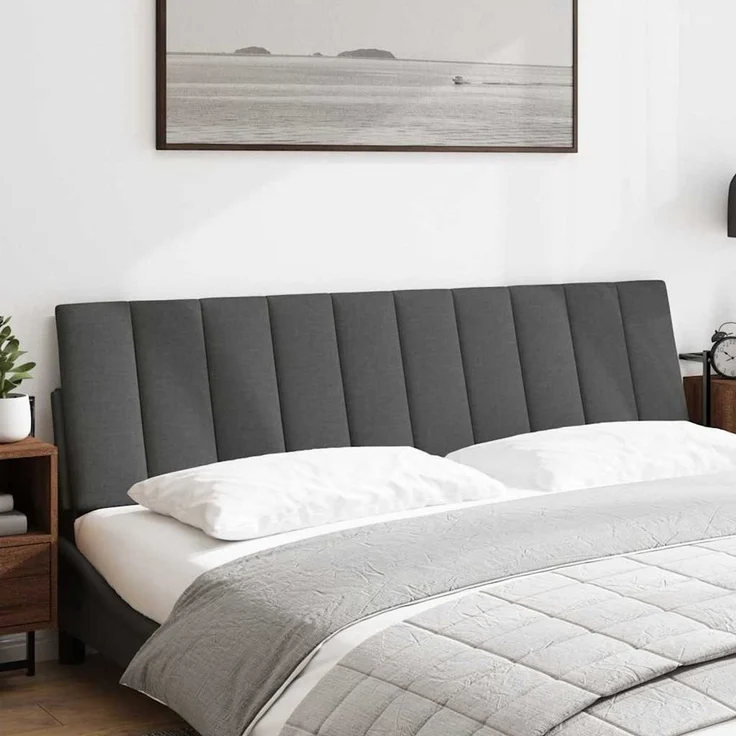 vidaXL Bett, Kopfteil-Kissen Dunkelgrau 180 cm Stoff – Bild 1