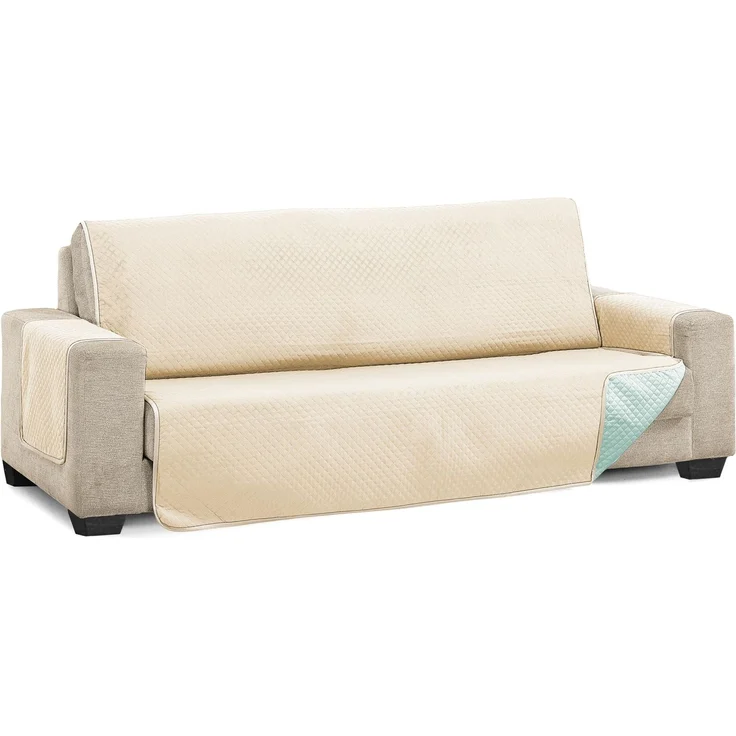 Martina Home Sofaüberwurf Diamond 2-Sitzer, XL, Beige/Aquamarin