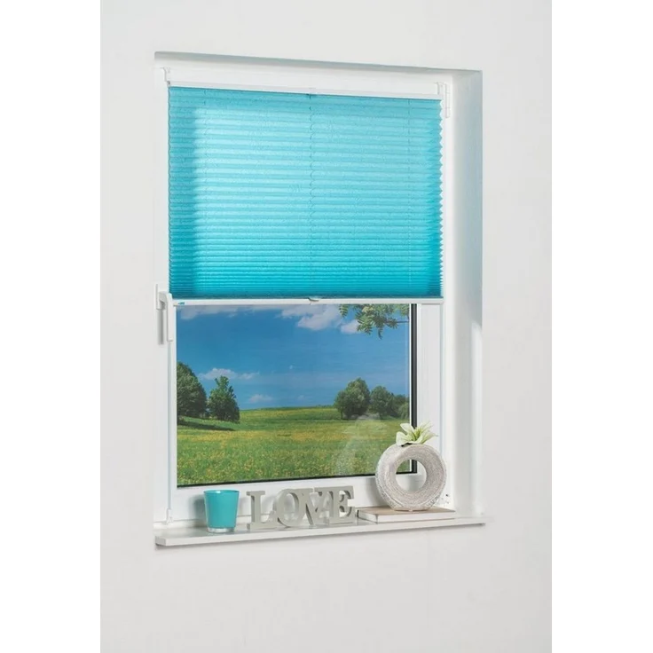 Khome Klemmfix-Plissee 50x210 cm (B x L) Iceblau Lichtschutz Moderne Crushed Optik – Bild 1