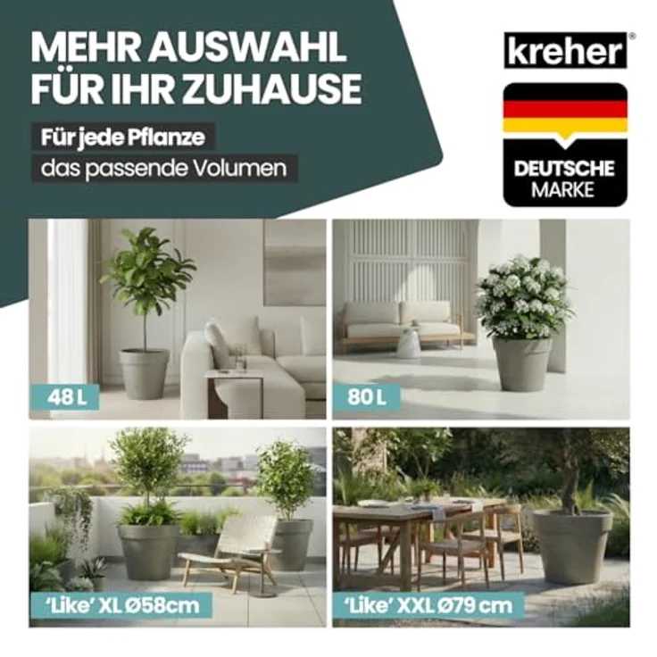 Kreher Pflanzkübel Rollbarer XXL Pflanzkübel "LIKE" Ø 79 cm in verschiedenen Farben (2 St) – Bild 9