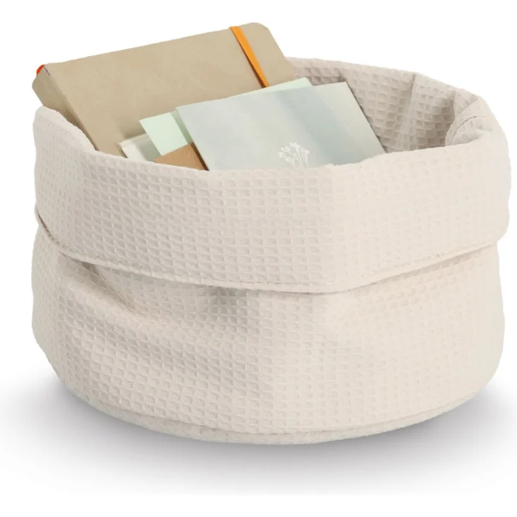 ZELLER 14533 Aufbewahrungskorb Ø 25 cm in CREME Waffelpiqué, Polyester / Korb – Bild 3