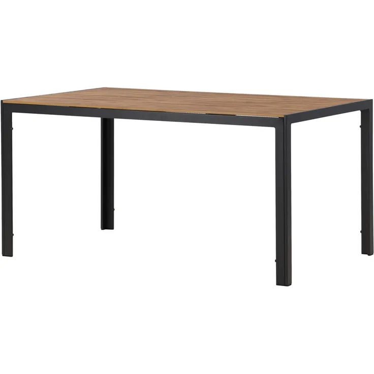 Gardenson Gartentisch, rechteckig in Natur und Schwarz, Holz und Metall, 90x75x150 cm, Gartenmöbel