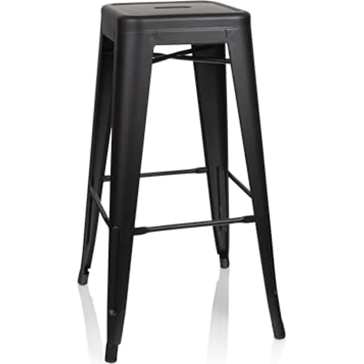 MID.YOU Barhocker Schwarz, Metall, stapelbar und abwischbar, 44x77x44 cm, Esszimmer Barmöbel