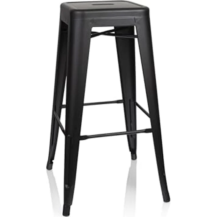 MID.YOU Barhocker Schwarz, Metall, stapelbar und abwischbar, 44x77x44 cm, Esszimmer Barmöbel – Bild 1