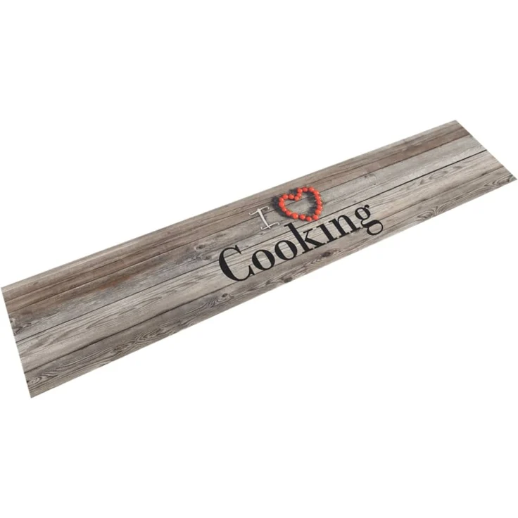 vidaXL Küchenteppich Waschbar Cooking Grau 60x300 cm Samt 136548 – Bild 1