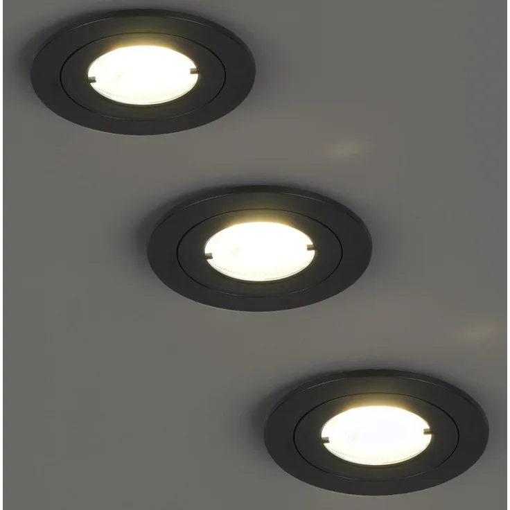 Flacher LED Einbaustrahler 230V dimmbar 3er Set Badezimmer geeignet 4000K Ø 8cm