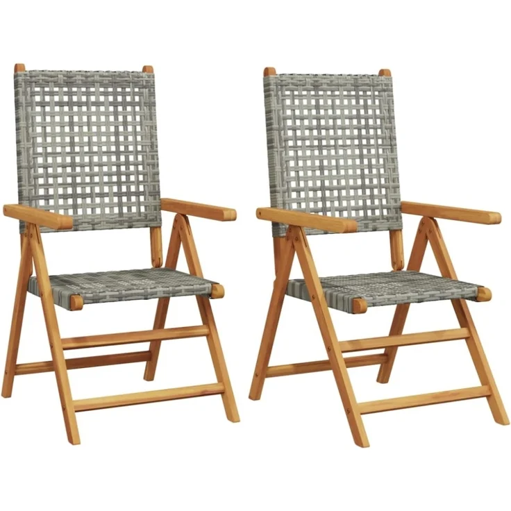 vidaXL Gartenstühle 2 Stk. Grau Massivholz Akazie und Poly Rattan 367652 – Bild 4