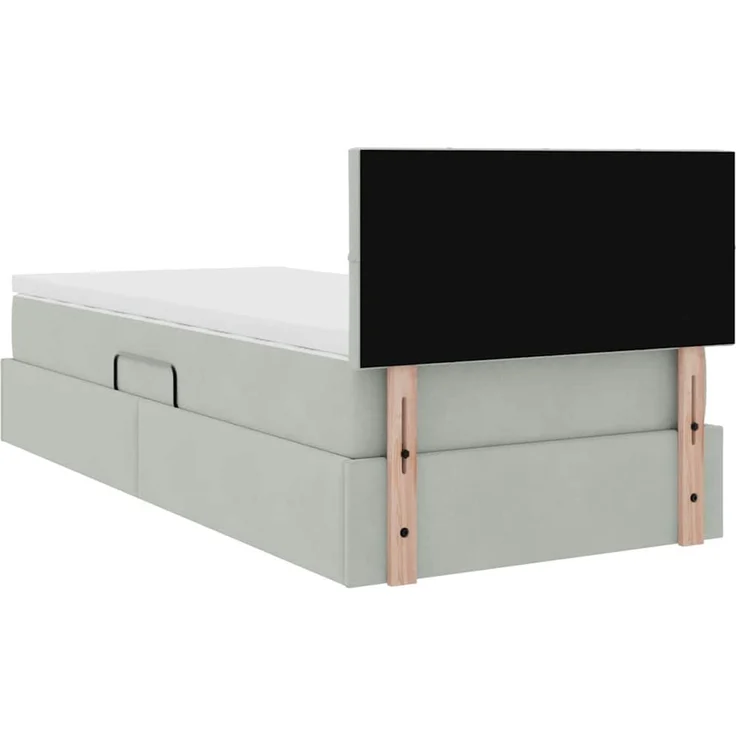 vidaXL Aufbewahrungsbett mit Kopfteil Hellgrau 100 x 200 cm Samt 3370737 – Bild 11