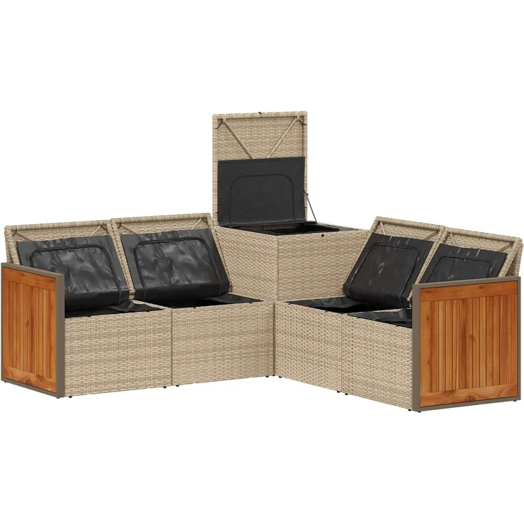 vidaXL Sofa Set 5 stk. Beige und Hellgrau Polyrattan und Stahl 3447969 – Bild 6