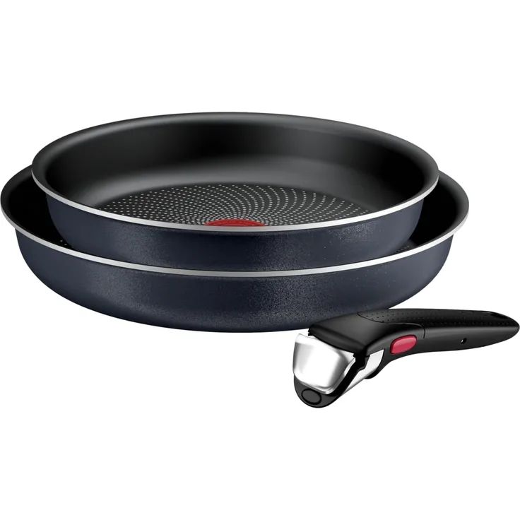Tefal Ingenio Enjoy 3-teiliges Pfannenset abnehmbarer Griff, 24/28 cm, stapelbar, platzsparend, Pfannenset Induktion mit Antihaftversiegelung, einfache Handhabung und Reinigung, L72390