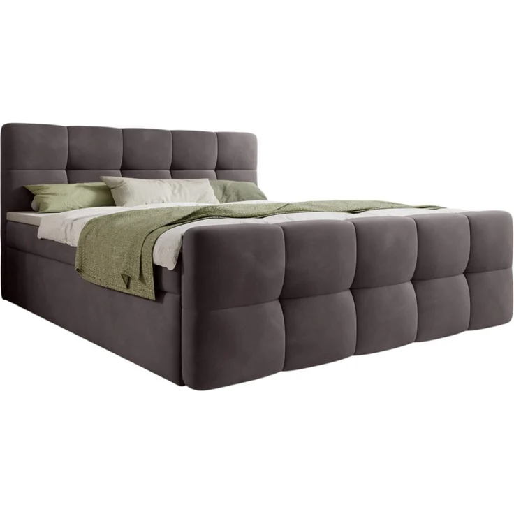thematys Boxbett mit Bettkasten 200x200cm, mit Bonnellfederkernmatratze H3, Bouclé/Velours, mit Stauraum, mit 3 cm Topper, Grau (Velluto 16), Art.-Nr. S04GH0RGR3J – Bild 5