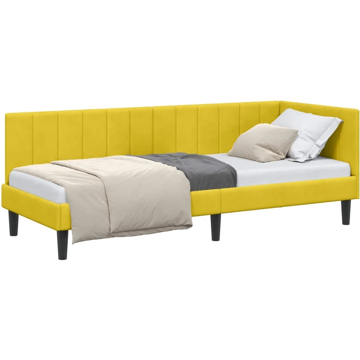 vidaXL Eckbettgestell mit Kopfteil Gelb 80 cm x 200 cm Samt 42016334 – Bild 1