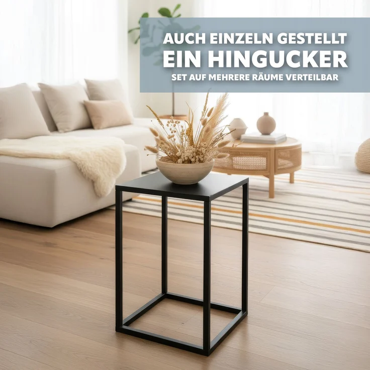 Blumenhocker 4er-Set, Metall-Blumenständer, Blumensäule schwarz – Bild 3