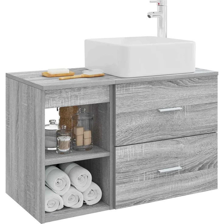 vidaXL Badezimmerschrank-Set 2 stk. Grau Sonoma 83 x 35 x 80 cm 3403901 – Bild 3