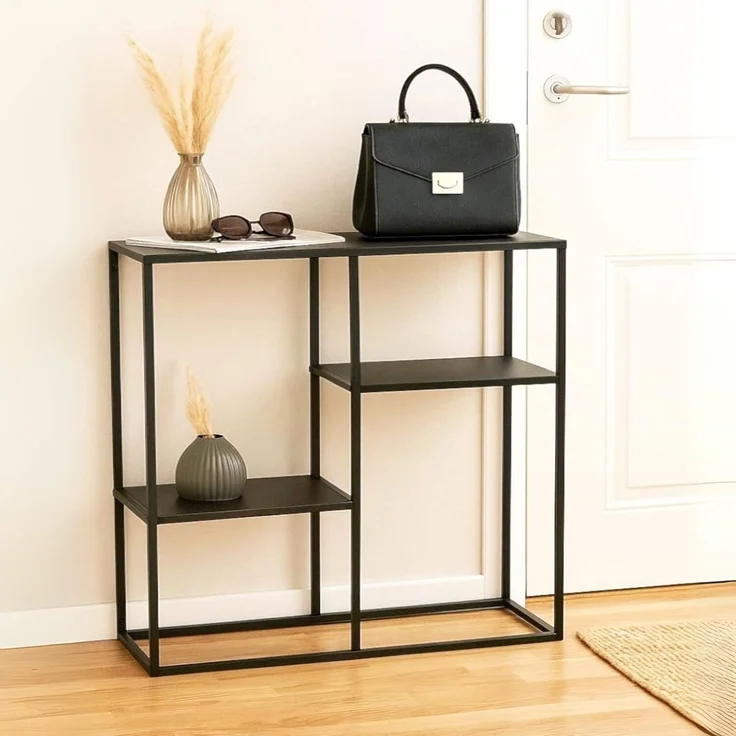 DanDiBo Konsolentisch Schmal Metall Modern 80x80x26 cm Sideboard Beistelltisch 96634 Ablagetisch Flurtisch Sofatisch – Bild 1