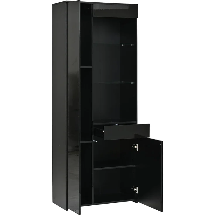 ZUBALIYA Schrank mit LED-Beleuchtung mit Schubladen in Schwarz, ideale Lösung für kleine Räume, robuste Verarbeitung, langlebige Materialien, einfache Selbstmontage, mit verständlicher Aufbauanleitung – Bild 22