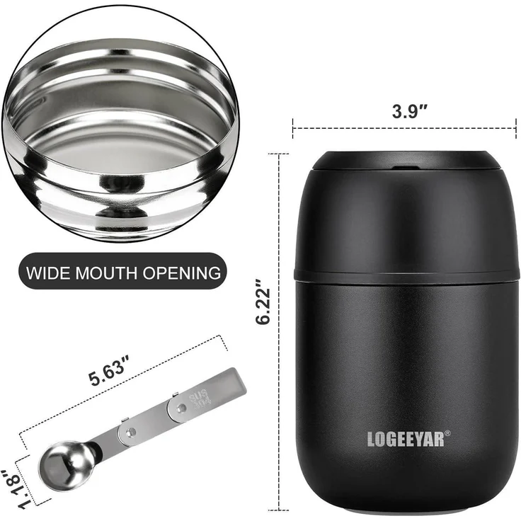 Thermobehälter Essen 500ml Edelstahl Warmhaltebehälter faltbaren Löffel, Thermo – Bild 3