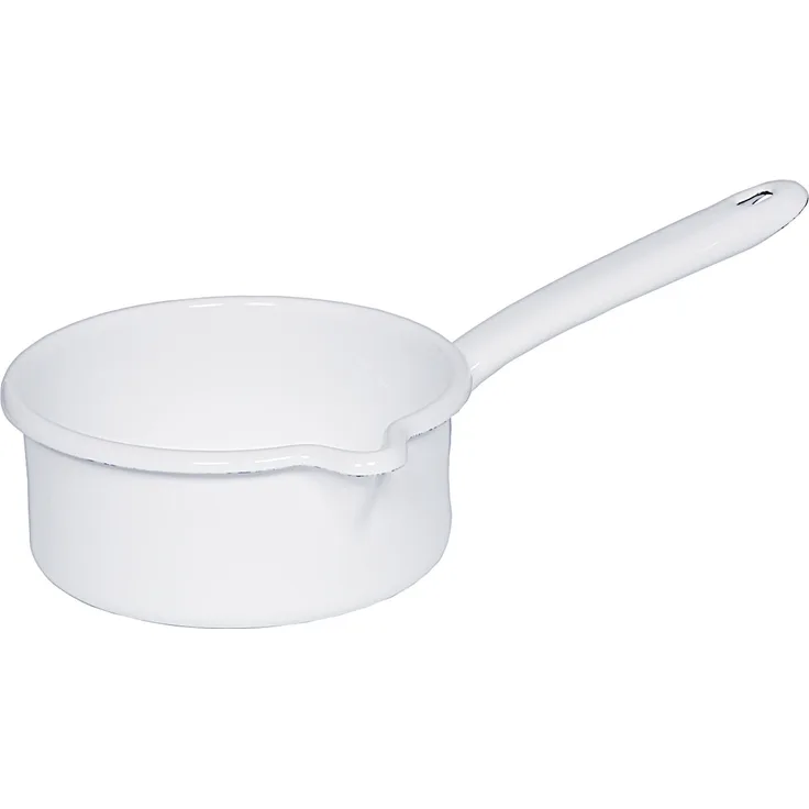 RIESS 0036-033 Stielkasserolle 14 cm mit großem Ausguss, 0,75 L, Classic Weiss / Stieltopf