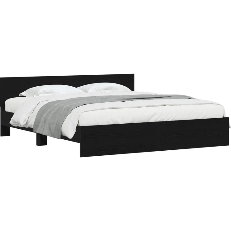 vidaXL Bettgestell mit Kopfteil Schwarz Eichen-Optik 180 x 200 cm 3378501 – Bild 2