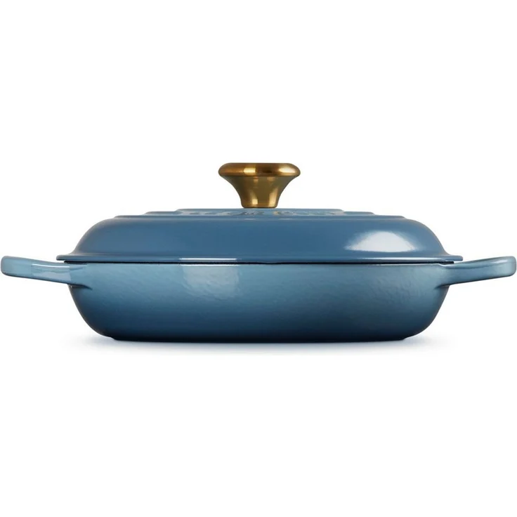 Le Creuset Signature Gusseisen Gourmet-Profitopf, Rund, Ø 26 cm, 2,2 l, Für alle Herdarten inkl. Induktion geeignet, 4,205 kg, Chambray, 21180264344441 – Bild 3