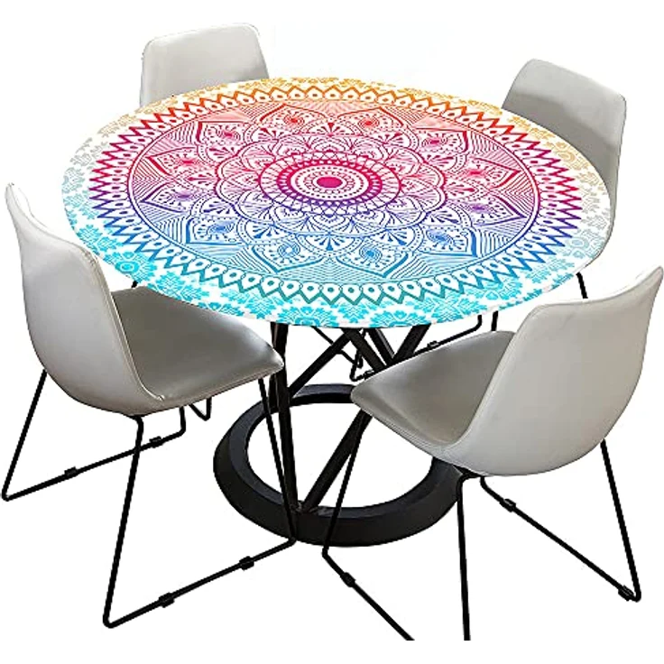 FANSU Runde Tischdecke Garten Abwaschbar, 3D Motiv Serie Polyester Fleckschutz Tischdecken Größe wählbar für Gartentisch, Outdoor in Kiche, Haushalt & Wohnen (Böhmen,200cm) – Bild 5
