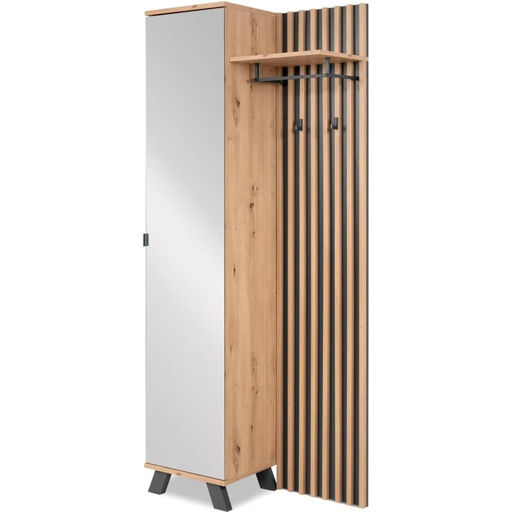 Kompaktgarderobe Madem in Artisan Eiche und Anthrazit 80 x 190 cm – Bild 1