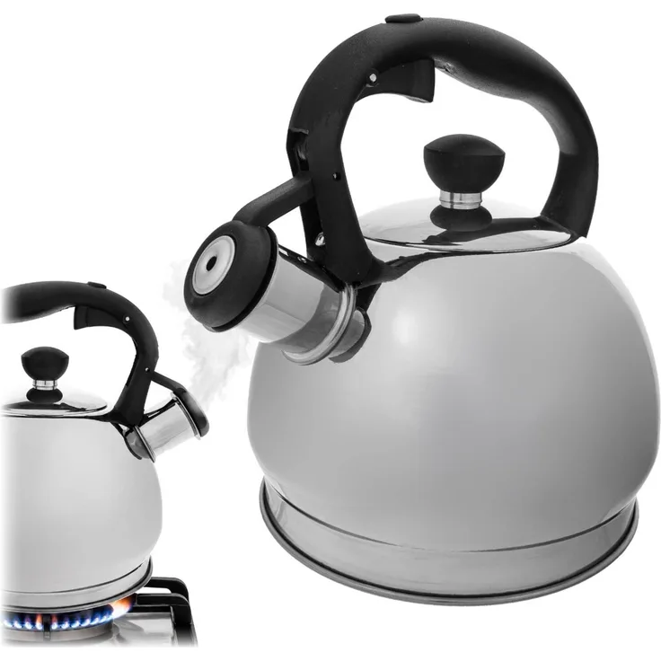 KADAX Edelstahl-Wasserkocher mit Pfeife, 1,8 l, silberfarben