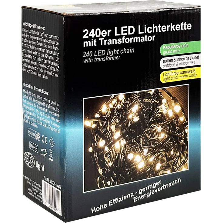 LED Lichterkette für Außen warmweiß Kabel grün 240 LED's – Bild 6