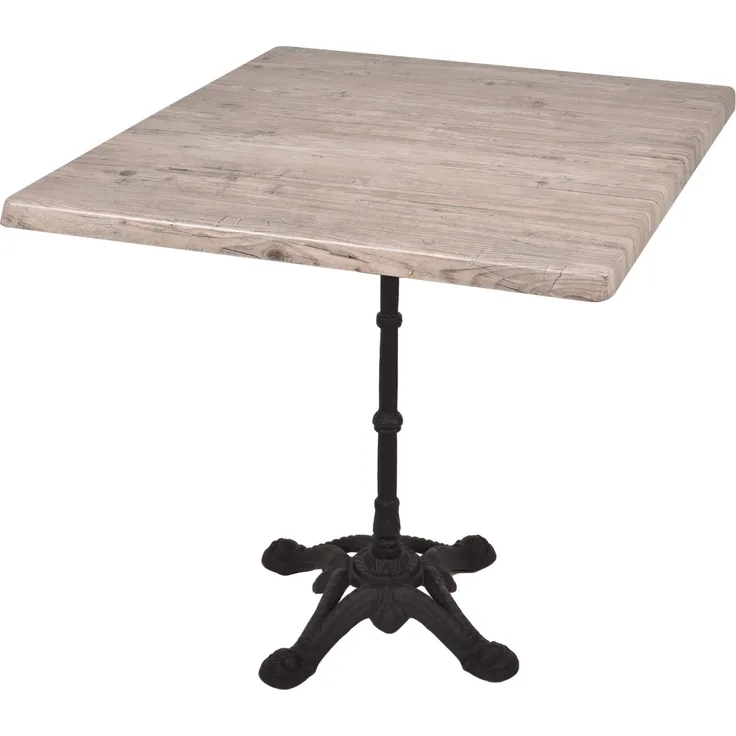 Bistrotisch Set Washington Pine 80cm Tischgestell Gusseisen schwarz Garten Tisch