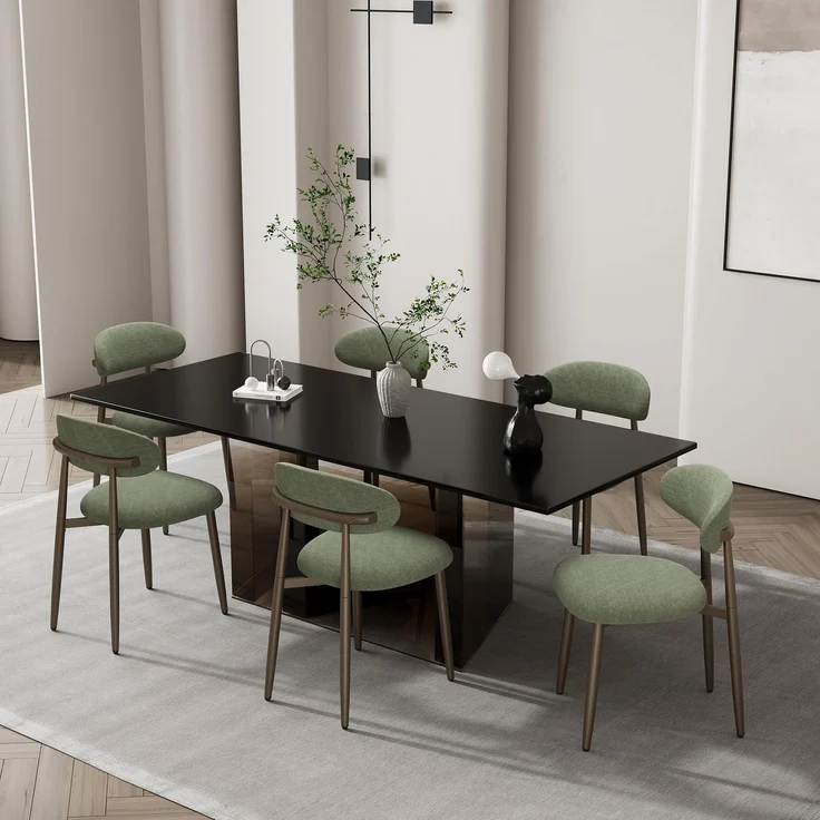 MALOL Esszimmerstühle 5er Set, Gepolsterte Stühle Esszimmer, Küchenstühle, Esstisch Stühle mit geschwungener Rückenlehne & Metallfüßen, Moderne Stoffstühle für Küche, Wohnzimmer und Gastronomie, Grün