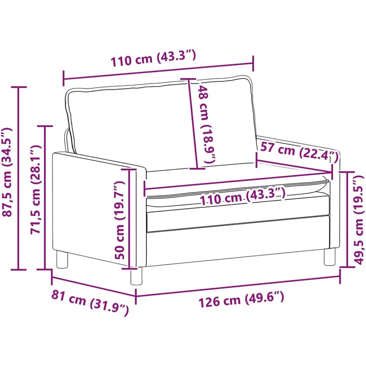 vidaXL Sofa Set 2 pcs Weinrot Samt 3417131 – Bild 9