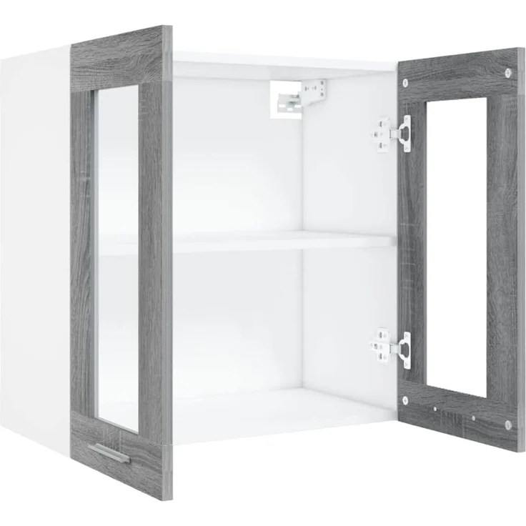 vidaXL Hängeschrank, Wandschrank für Küche, Küchenschrank mit viel Stauraum, Geschirrschrank Schwebeschrank Schrank, Glas Grau Sonoma Holzwerkstoff – Bild 5