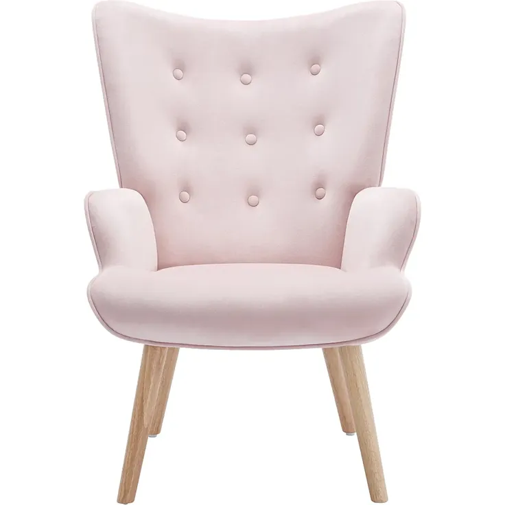 Vente-unique - VATELY Sessel SamtStoff Puderrosa - B 78 cm x H 95,5 cm x L 69 cm – Bild 3