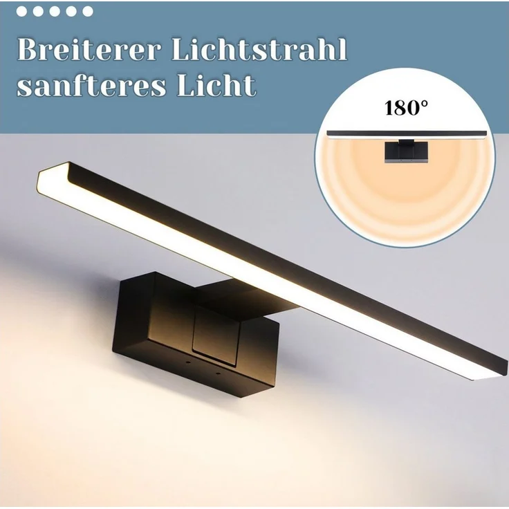 Nettlife LED Spiegelleuchte 30/40/60CM Schwarz Sipegellampe 4000K, LED fest integriert, Neutralweiß, Keller Küche Badschrank – Bild 3