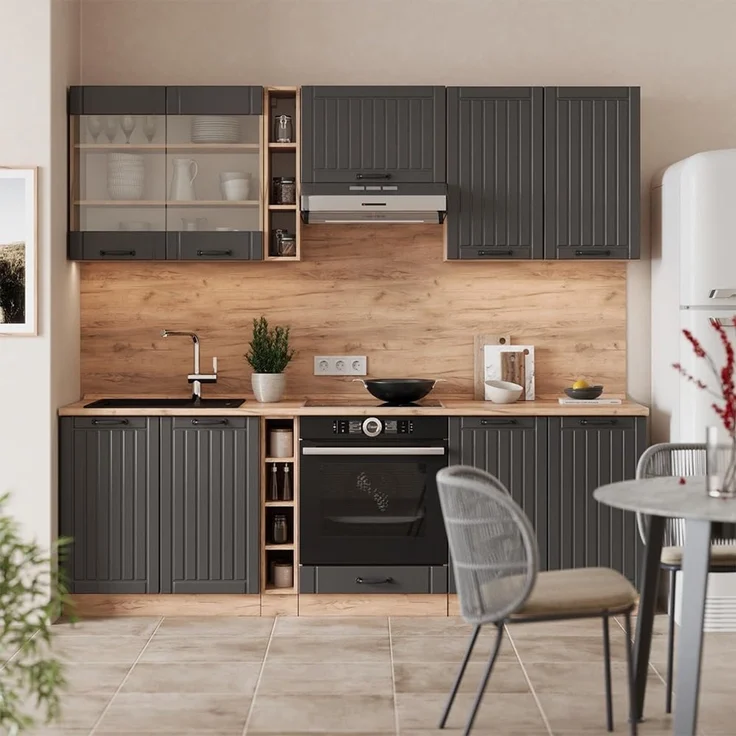 Küchenzeile Fame-Line Dunkelgrau 235 cm , AP Anthrazit Vicco – Bild 2