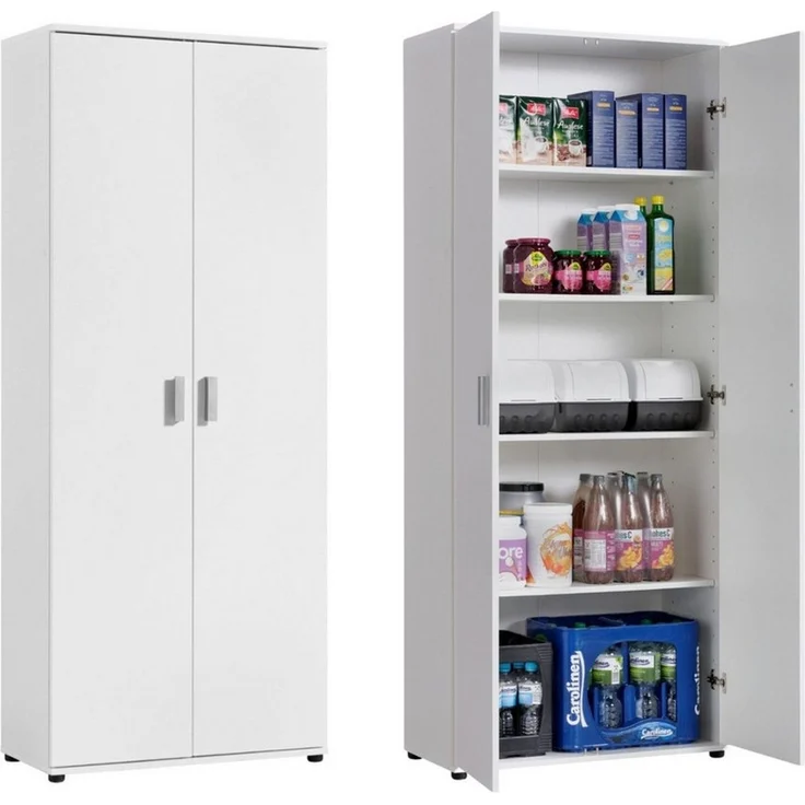 Home Collective Mehrzweckschrank 75 cm breit mit Einlegeböden 75x35x184 cm (BxTxH) Weiß mit 2 Türen & 4 Einlegeböden – Bild 5
