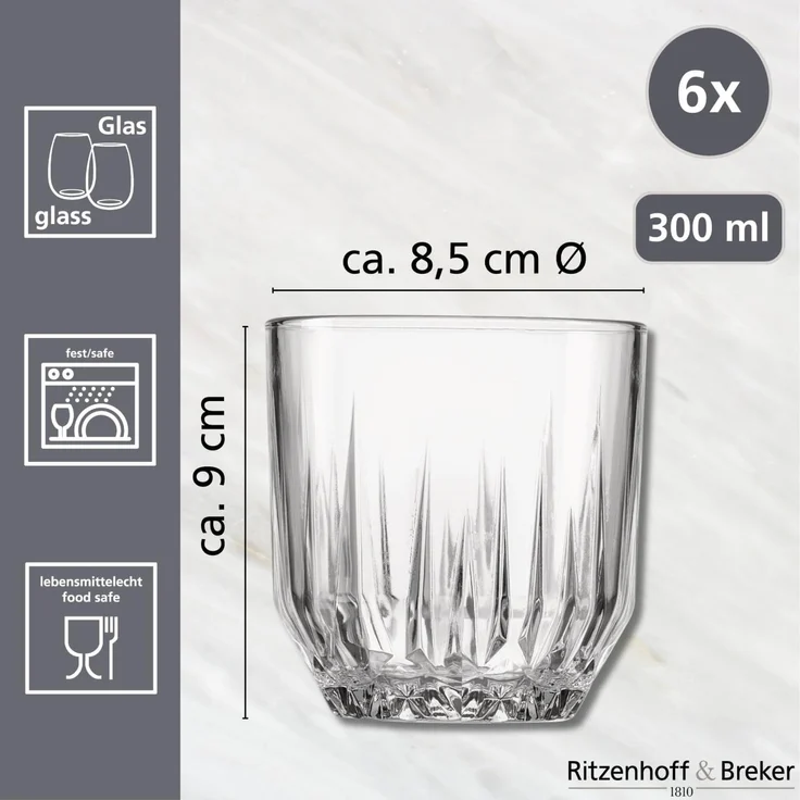 Ritzenhoff & Breker Palace Whiskybecher 300 ml 6er Set – Bild 5